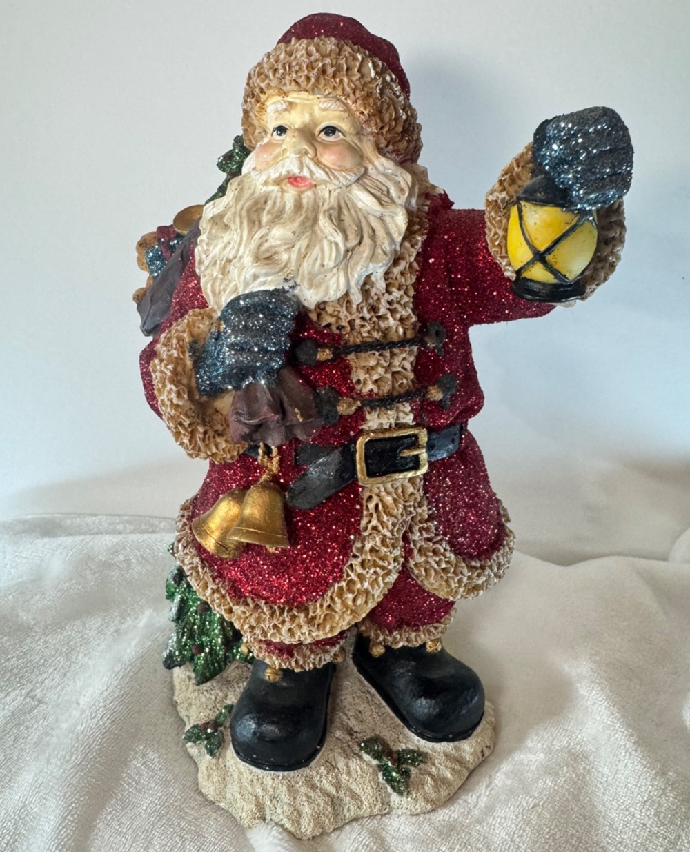 Vintage Young’s Inc. Santa Figurine Colorful Glitter-Lovers Christmas Statue Y2K